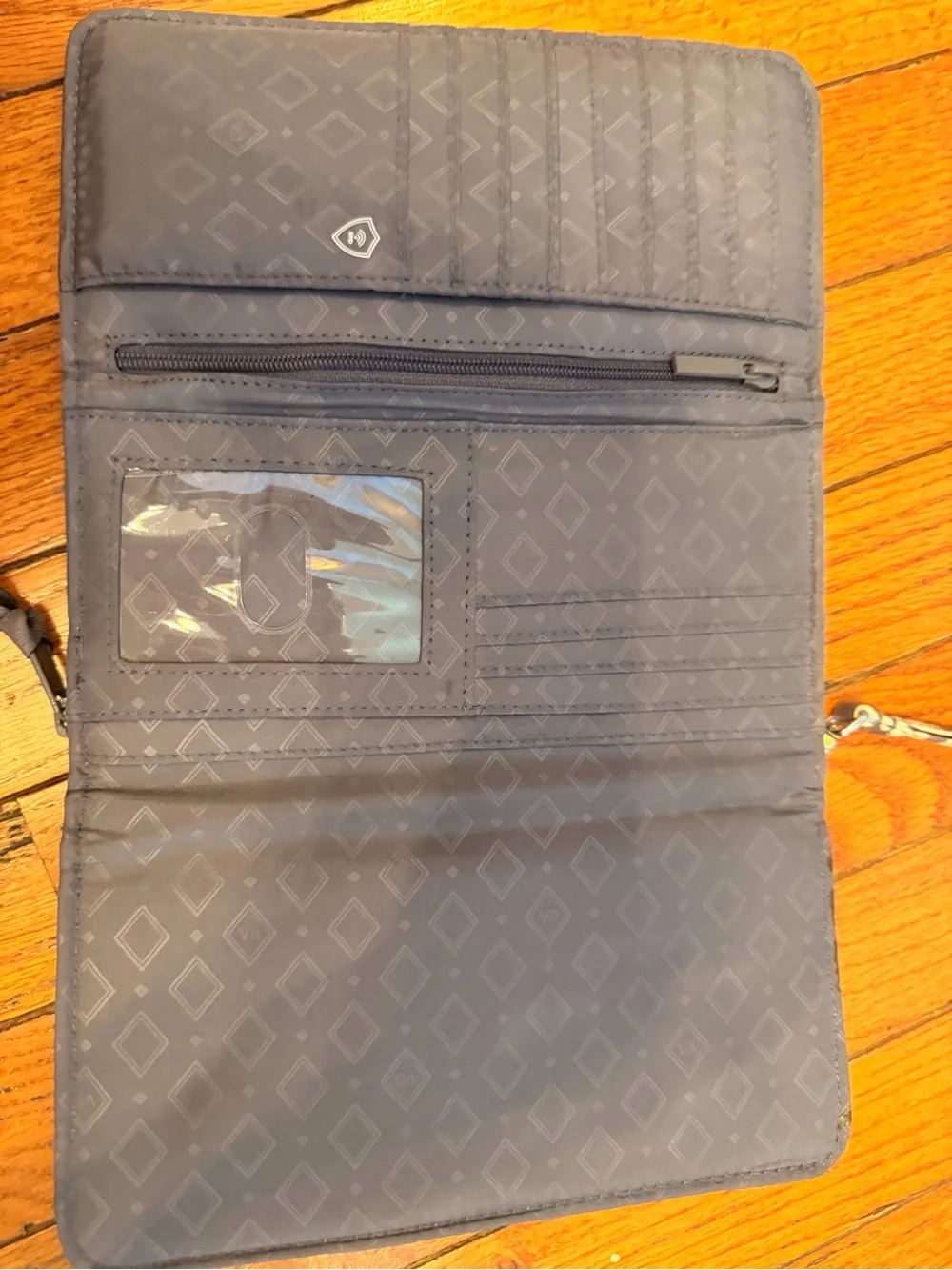 Vera Bradley Gray and Cream Floral Quilted Wristlet Wallet